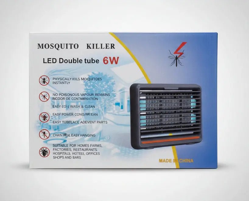 6W LED Mosquito Killer Lamp - Electric Insect & Fly Trap with Double Tubes and Hanging Chain