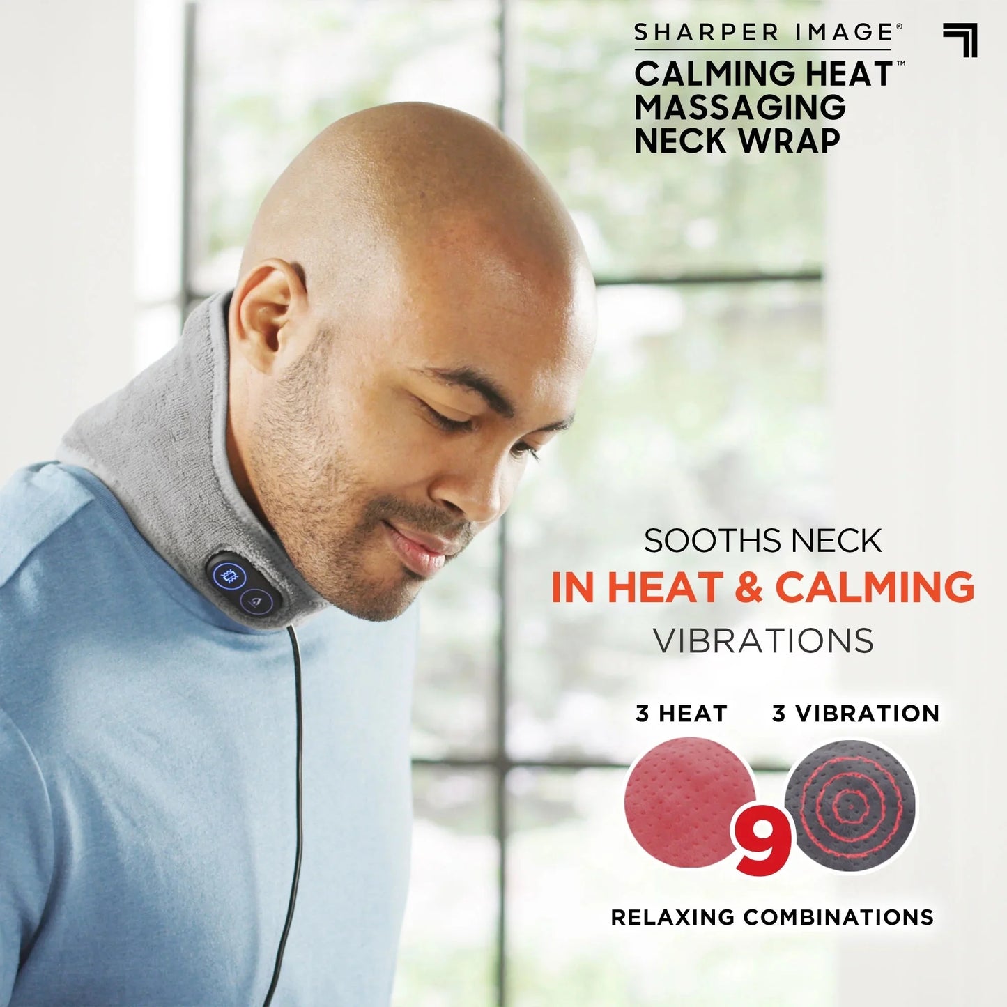 Calm Heat Massaging Neck Wrap with Soothing Vibration and Weighted Comfort