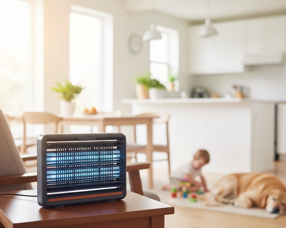 6W LED Mosquito Killer Lamp - Electric Insect & Fly Trap with Double Tubes and Hanging Chain